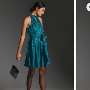Anthropologie Halter Neck Mini Dress